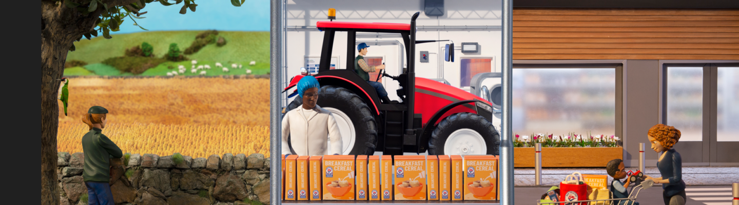 Image of a Red Tractor travelling through the food chain.