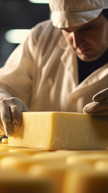 Man inspecting cheese