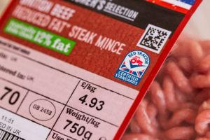 Steak mince with red tractor logo