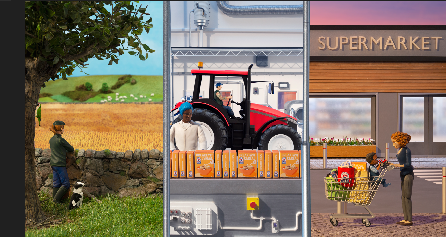 Image of a Red Tractor travelling through the food chain.