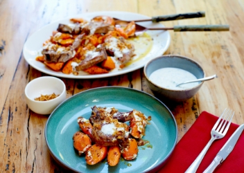 Lamb Chops, roasted Cumin Carrots, Coriander Yoghurt