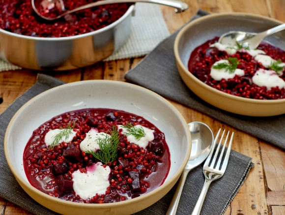 Beetroot spelt risotto