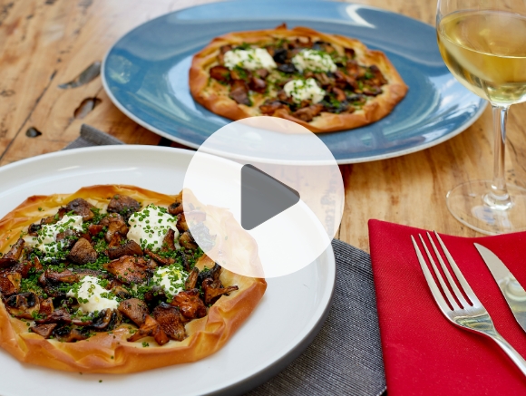 Wild Mushroom Filo Pastry Tartlets with Creme Fraiche