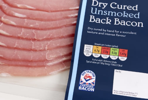 Dry cured unsmoked back bacon