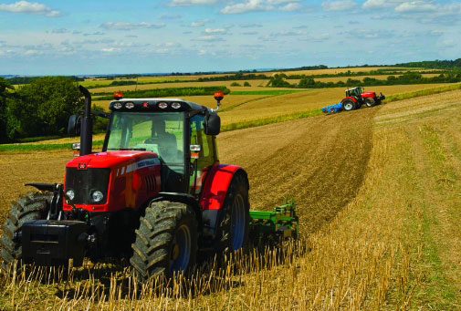 Tractor ploughing field