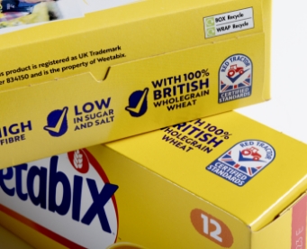 Weetabix packaging showing the red tractor logo